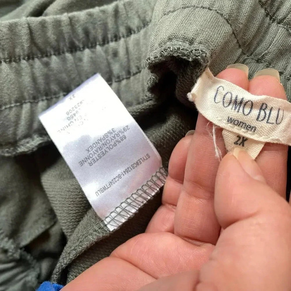 Como Blu Khaki Pull On Joggers Pants Women Plus Size 2X Pockets Stretch Comfort - Picture 4 of 6